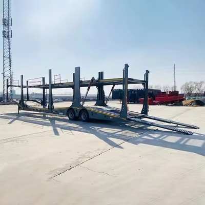 Medium Duty 2 Axles Single Wheeler Transport SUV Skeleton Flatbed Self Dump Tipping Car Carrier Truck Semi-trailer