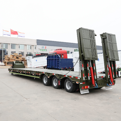 Flatbed 80ton Heavy Duty Low Loader/Lowbed/Lowboy Low Bed Trailer Truck Semi-trailer