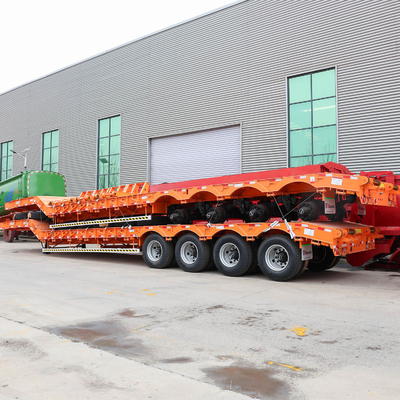 8000-9000mm Base delle ruote 3 Asse 40t 50t 60t 100t Colletto di gallina Lowboy Semi-remolchio letto basso