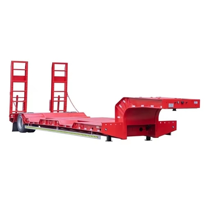 4 assi Semi-remolchio a letto basso in acciaio per 80 T 120 T Lowboy Gooseneck Truck Trailer