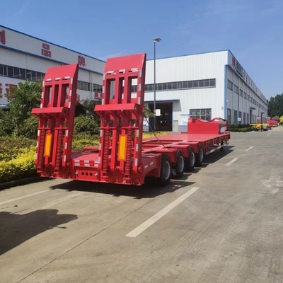 4 assi Semi-remolchio a letto basso in acciaio per 80 T 120 T Lowboy Gooseneck Truck Trailer
