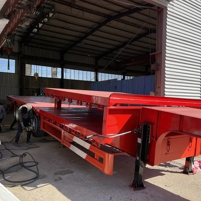 4 assi Semi-remolchio a letto basso in acciaio per 80 T 120 T Lowboy Gooseneck Truck Trailer