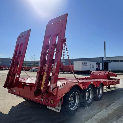 4 assi Semi-remolchio a letto basso in acciaio per 80 T 120 T Lowboy Gooseneck Truck Trailer