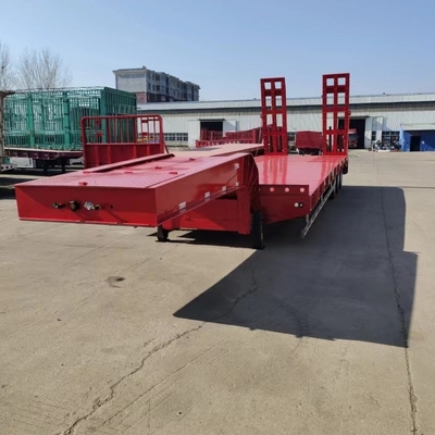 4 assi Semi-remolchio a letto basso in acciaio per 80 T 120 T Lowboy Gooseneck Truck Trailer